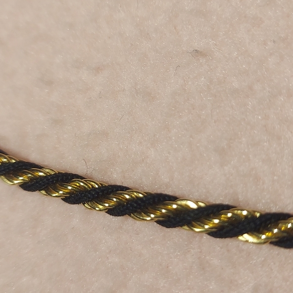 1970's Trifari Gold Black Twisted Rope Necklace - Picture 2 of 3